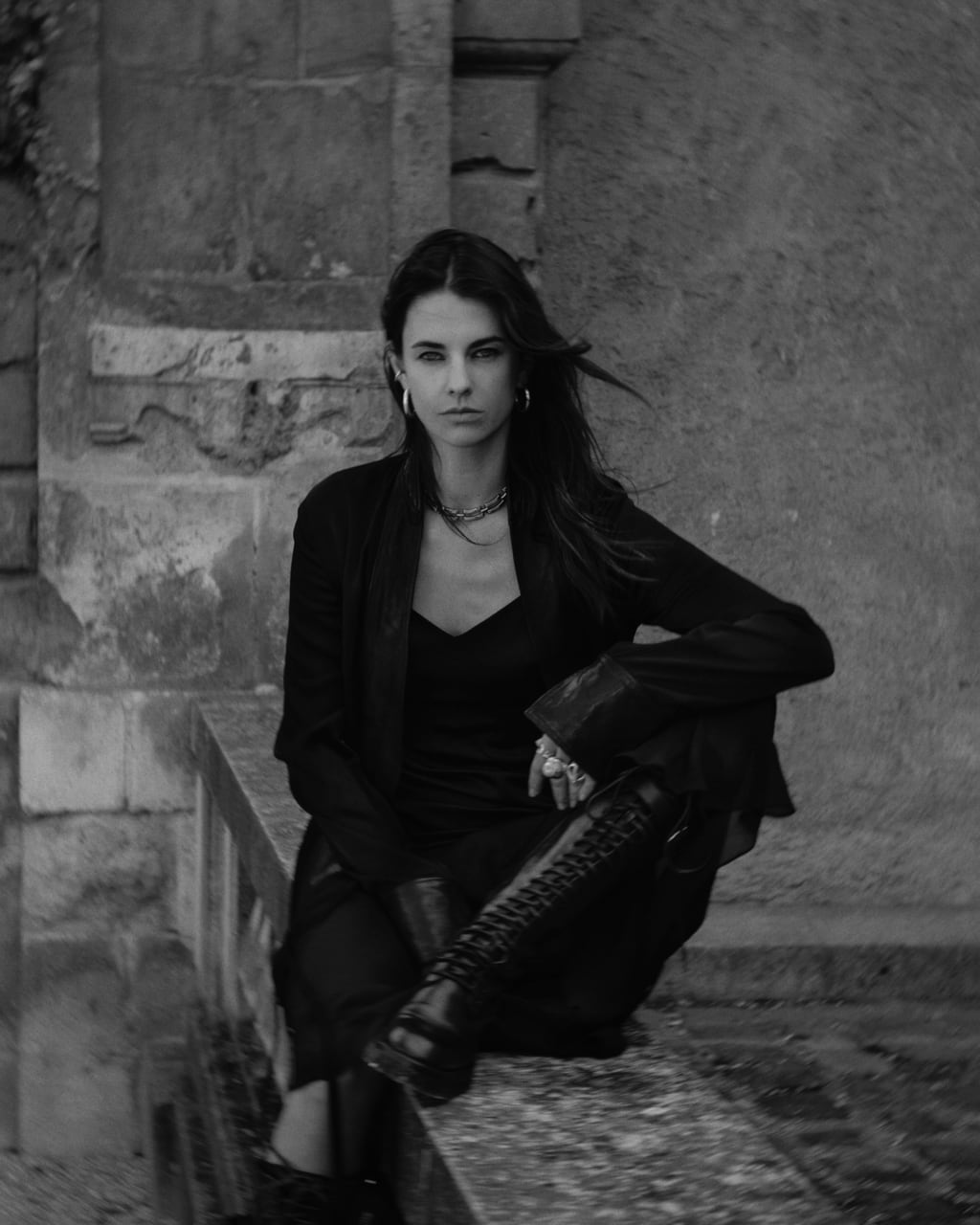 Elena Taber photographed outdoors in black and white